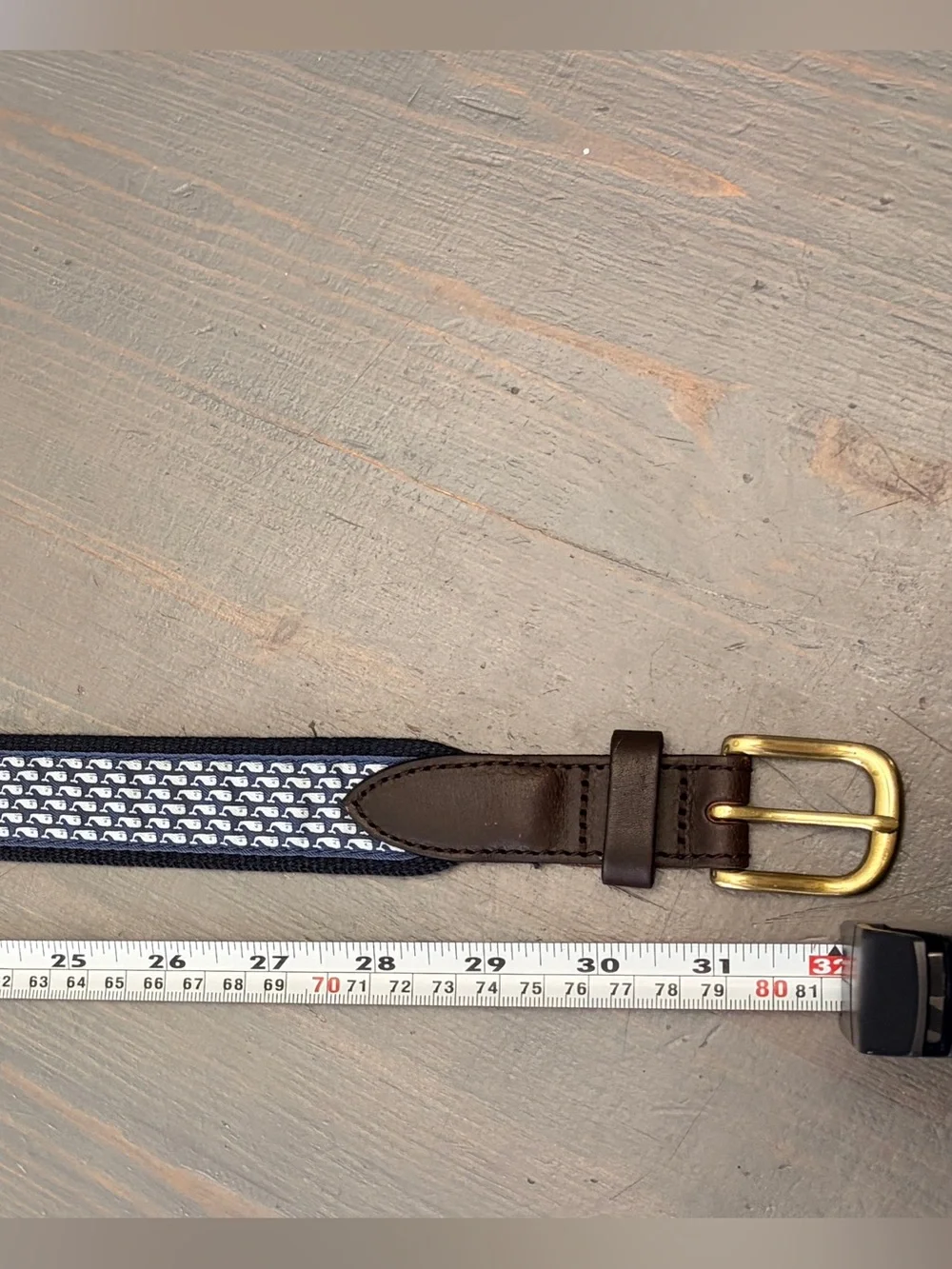 Vineyard Vines Navy and White Whale Pattern Belt